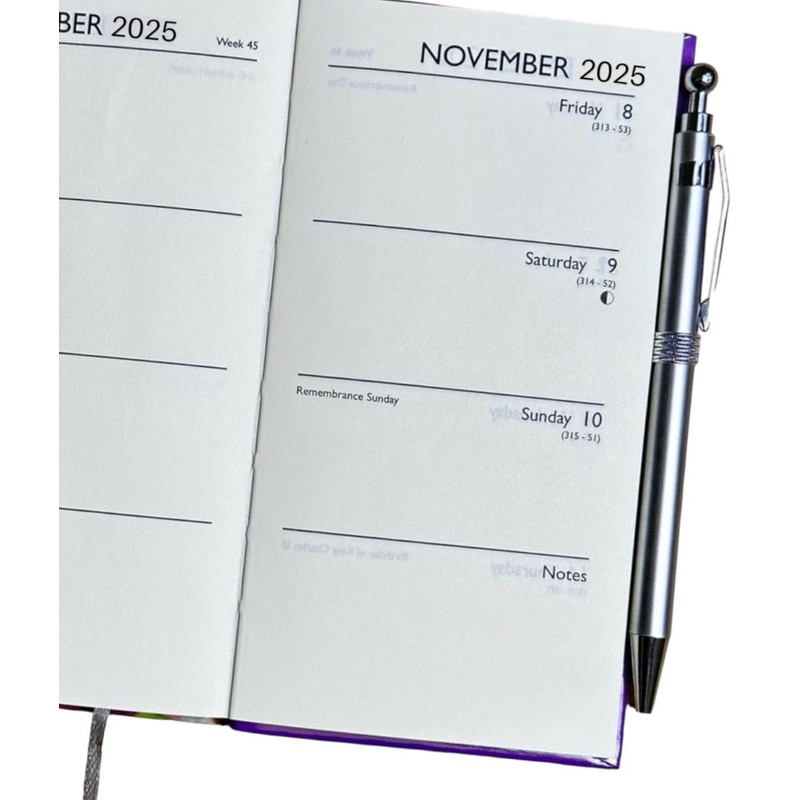 2025 Slim Week To View Diary Glitter Butterflies Designer Fashion