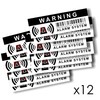 12 x Security Alarm Warning Sign Stickers - for Internal