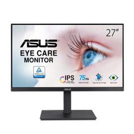 ASUS 27” 1080P Monitor (VA27EQSB) - Full HD, IPS, 75Hz, Adaptive-Sync, Speakers, Eye Care, Low Blue Light, Flicker Free, DisplayPort, HDMI, USB Hub, D-Sub, Frameless, Wall Mountable, Height Adjustable