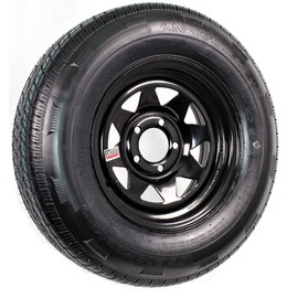 eCustomrim Trailer Tire and Rim Radial ST205/75R14 Load Range D 5-4.5 Black Spoke Wheel - 6 Year Warranty w/Free Roadside