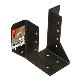 Joist Hanger Black 45 x 97 x 75 mm Type A, Steel 2 mm, Powder Coated, DUPEX Coating, Decorative Wooden Connector, Joist Connector for Indoor/Outdoor Use Lun Fix