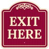 Exit Here Décor Sign, Burgundy Dark, 24x24 Inches, Reflective .063