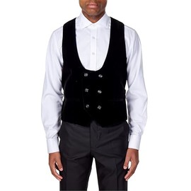 Xposed Mens Tim Black Soft Velvet Waistcoat Wedding Party Retro Tailored Fit Suit Vest [AMZCH-UWC-TIM-BLACK-36]