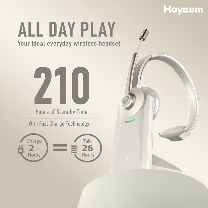 Bluetooth Headset, Wireless Headphones with Microphone Noise Canceling & USB