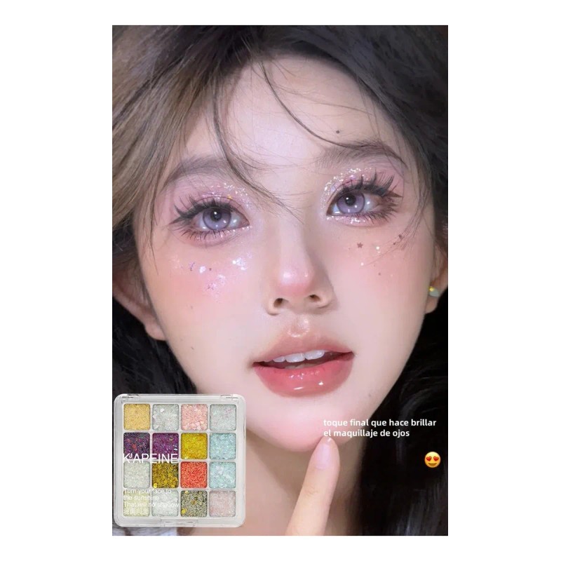 Paleta De Sombras De Ojos Con Lentejuelas De 16 Colores