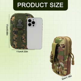 AfitLulu Tactical Molle Pouch, Utility Pouch with 2-Layer Zipper and Mountain Buckle, Nylon EDC Belt Pouch for Tools (CP Camouflage)