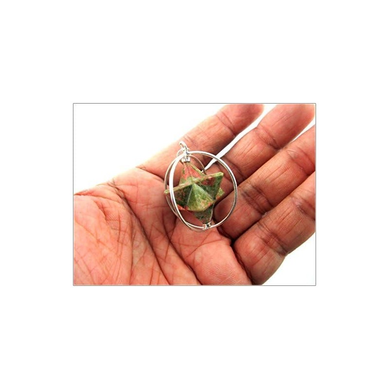 Jet International Energized Unakite Spinning Star Merkaba Pendant 1 Inch