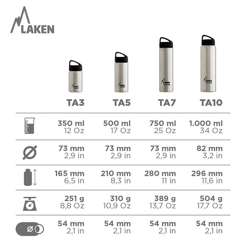 Laken Unisex Thermo Water Bottle, Unisex_Adult, TA10O, Orange, 1000 ml