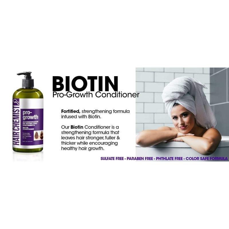 Hair Chemist Pro-Growth Shampoo & Conditioner Set with Biotin -