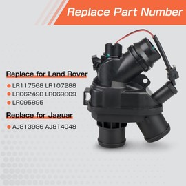Htostar Racing Thermostat Assembly w/Sensor Compatible with Land Rover LR4 Discovery Range Rover Sport Velar | Jaguar F-Type F-Pace XF XE XJ 3.0L V6 2013-2020 Replace LR117568 LR107288 AJ813986