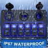 6 Gang Rocker Switch Panel, EilxMag Blue Marine Switch Panel