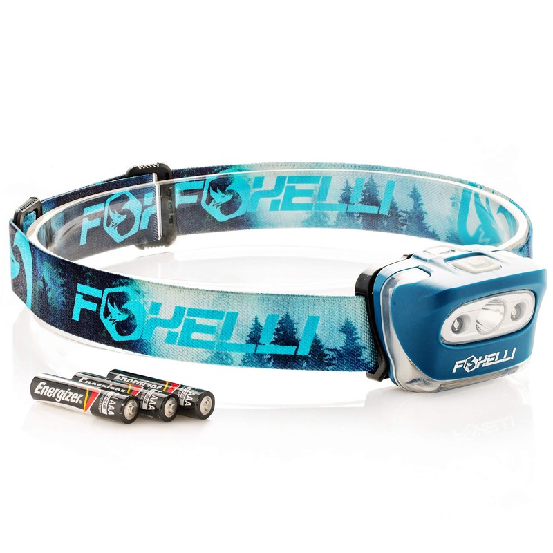 Foxelli LED Headlamp Flashlight for Adults & Kids, Running, Camping,