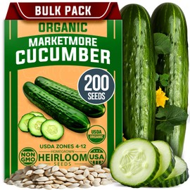 HOME GROWN HOME GROWN Organic Cucumber Seeds - 200 Marketmore Heirloom Vegetable Seeds for Planting in Trellises, Raised Beds, or Containers - Ideal for Beginners and Experienced Gardeners (Cucumis sativus)