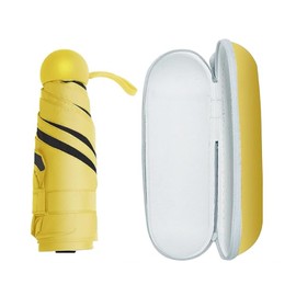 Folding Travel Umbrella, Compact Travel Umbrella, Large Stormproof, Mini Umbrella, Pocket Umbrella, Foldable Compact Travel Umbrella with Capsule Case, 6 Ribs for Men, Women and Children (Yellow),