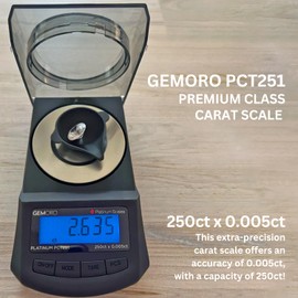 GemOro Platinum PCT251 | Durable Precise Jewelers Premium Class Carat Mini Scale | Digital Precision Tool with Expert Professional Reading & Accuracy 250ct x 0.005ct Readability (Black)