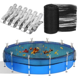 18 Feet Round Leaf Net Cover for Above Ground Pool, Winter Cover Mesh Cover with 12 Pcs Large Metal Clips，Pool Safety Net Fits 18FT Above Ground Pools, Keeps Leaves Out of Your Pool