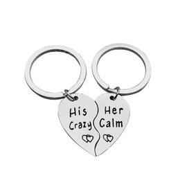 Xiahuyu Valentines Day Gifts Couple Keychain Gifts for Boyfriend Girlfriend Husband Wife His Crazy Her Calm Keychain Set Wedding Anniversary Christmas Birthday Gifts for Couple