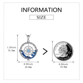 AXELUNA Compass Pendant Necklace Sterling Silver Ocean Pendant Graduation Friendship Talisman Travel Necklace Graduation Gift Jewellery Gifts for Women Men, Sterling Silver