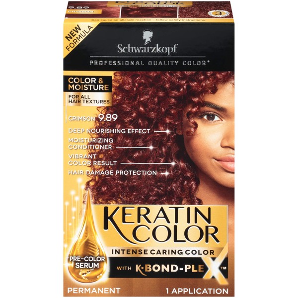 Schwarzkopf Keratin Color, Color & Moisture Permanent Hair Color Cream, 9.89 Crimson