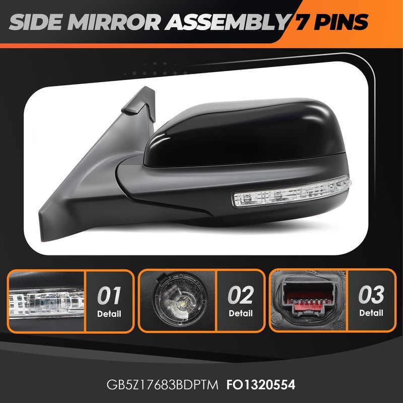 Left Mirror Assembly 7Pins Compatible with Explorer 2011-2019