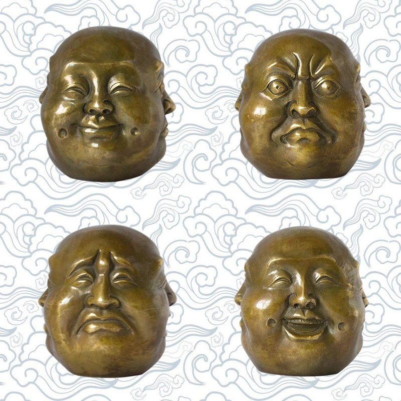 Addune Buddha Head Statue Four Faces Pleasure Anger Sorrow Joy