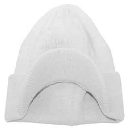 Nayt Men's Acrylic Beanie Cap with Bill (White)