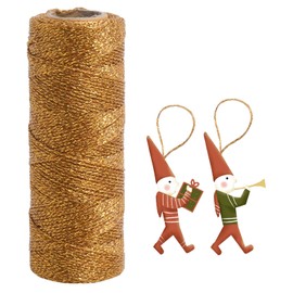 UBCGOTT Gold String Twine 328 Feet 1.5mm Gold String for Ornaments, Christmas, Gift Wrapping, Crafts, Wedding, DIY Decoration