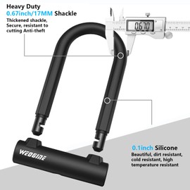 Bike U Lock with 5ft Security Cable 17mm Shackle, Bike Lock with 3 Keys and Mounting Bracket, Bicycle U-Locks Perfect for Road, Mountain, and Electric Bikes,Bicycle Lock