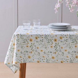 Mantel rectangular floral amarillo de 52 x 72 pulgadas, impermeable y resistente a las manchas, decoración de mesa de fiesta, regalos de inauguración de la casa