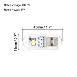 PATIKIL USB Night Light, 6 Pack Portable Plug-in Mini LED Lamp Stick 2 Beads for Home Decor Reading Sleeping Camping, Warm White