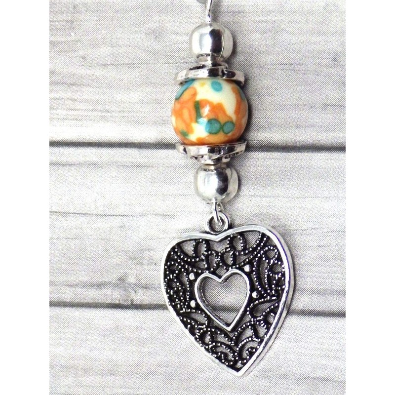 Jade pearl earrings for women tinted in orange and blue