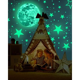 Glow In The Dark Stars For Ceiling, Glow In The Dark Stickers Stars and Moon Wall Stickers Nursery Decor Ceiling Stars Glow In The Dark for Kids Girl Boys Nursery Bedroom Living Room (Green)