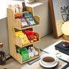 Nagpew 3 Tier Bamboo Coffee Condiment Station, 6 Compartments Coffee