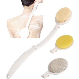 3 in 1 Bath Brush Set, Extra Long Handle Foldable Body Bath Brush for Women, Men, exfoliating or Skin Brush