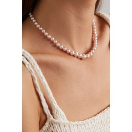 Anthony Vincent Regalo Moda 6mm Collar Rosa Perlas Cultivadas. Súper acomodo al Cuello - Excelente opción de Regalos para Mujer!