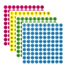 6000Pcs Number Labels Stickers, 0.4" Colored Consecutive Number Stickers 1-100, Waterproof/Tear Resistant/Self-Adhesive Vinyl Numbered Sticker, Use for Inventory, Storage, Organizing- 4 Colors