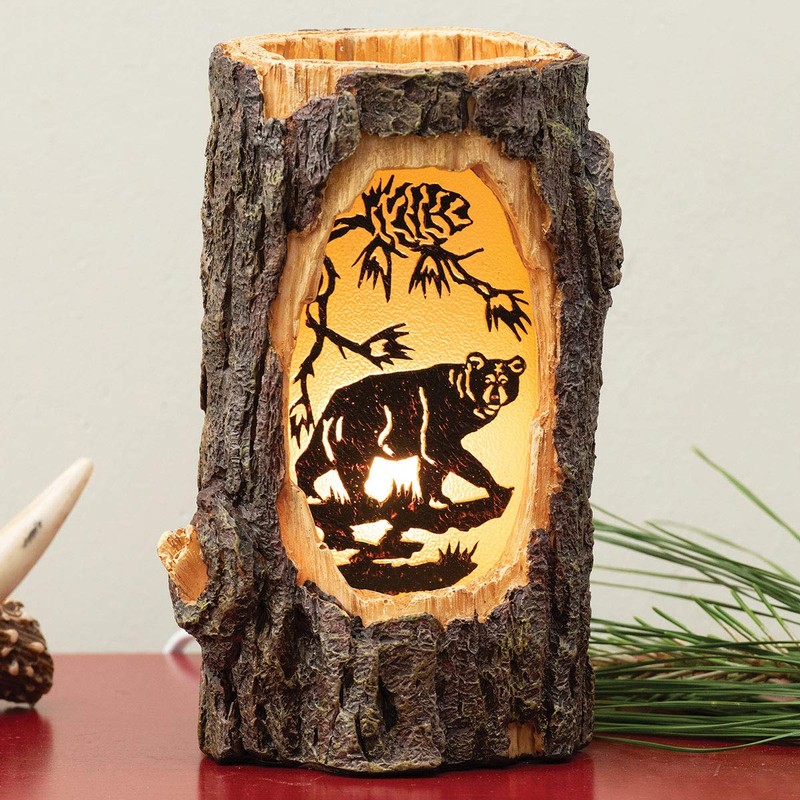 BLACK FOREST DECOR - Bear Tree Light - Rustic Backlit
