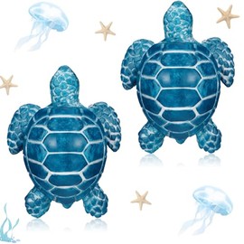Wonderjune 2 Pack Toilet Bolt Caps Decorative Sea Turtles Toilet Bolt Screw Covers Ceramic Cute Bathroom Decor Fun Themed Gadgets Bathroom Replacement Parts(Classic,Blue)