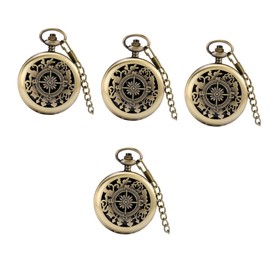 Sosoport 4sets Portable Vintage Pocket Watch Compass Retro Alloy Design Professional Compass for Hiking School and Outdoor Navigation Lightweight and Compact for Easy Carrying for Outdoor