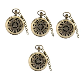 Sosoport 4sets Portable Vintage Pocket Watch Compass Retro Alloy Design Professional Compass for Hiking School and Outdoor Navigation Lightweight and Compact for Easy Carrying for Outdoor