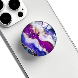 WUYULB Clear Crystal Collapsible Expandiing Moblile Phone Grip Stand Holder for Smartphones and Tablets Cell Phone Accessory (Purple Gold Stripe Marble)