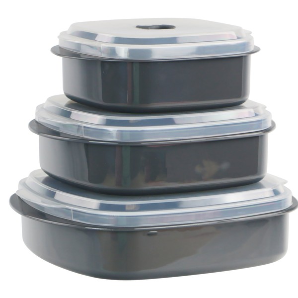 Reston Lloyd Microwave Cookware & Storage, Adjustable Vent on Lids Cookware Set, Multiple Sizes, Gray