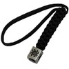 Spyderco Black Lanyard with Silver Square Bead - Handcrafted, Box-Weave