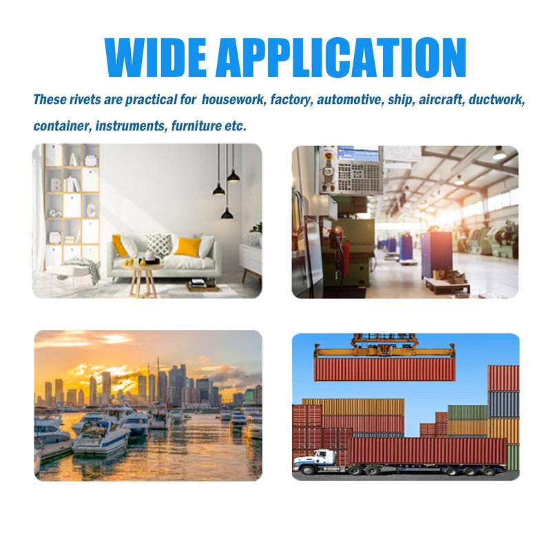 BESTYCHAO 180pcs 6 Sizes Aluminum Blind Rivets, Pop Rivets Assortment