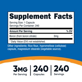 Nutricost Boron 3mg Supplement, 240 Vegetarian Capsules - Gluten Free and Non-GMO