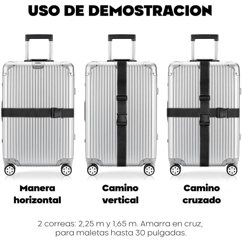 Juego de Correas de Equipaje(Negro)