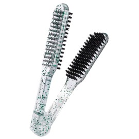 Minkissy Double-sided Hair Straightening Comb with Clamp Brush Design Transparent Boar Bristle Hair Tool for Women Long for Blow Drying and Styling