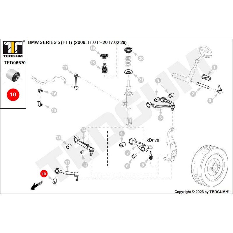 TEDGUM TED96670 FRONT LEFT/RIGHT LOWER CONTROL ARM BUSHING (INNER)