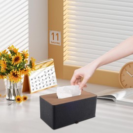 XNONE Tissue Box Cover Pu Leather Tissue Box Holder Rectangle Tissue Organizer Napkin Dispenser for Home,Office,Restaurant,Dresser,Car,Bathroom Decor,Black