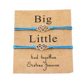 Big Sister Little Sister Card Infinity Wish Bracelets Set for 2 (Blue) Miss Fit Boutique